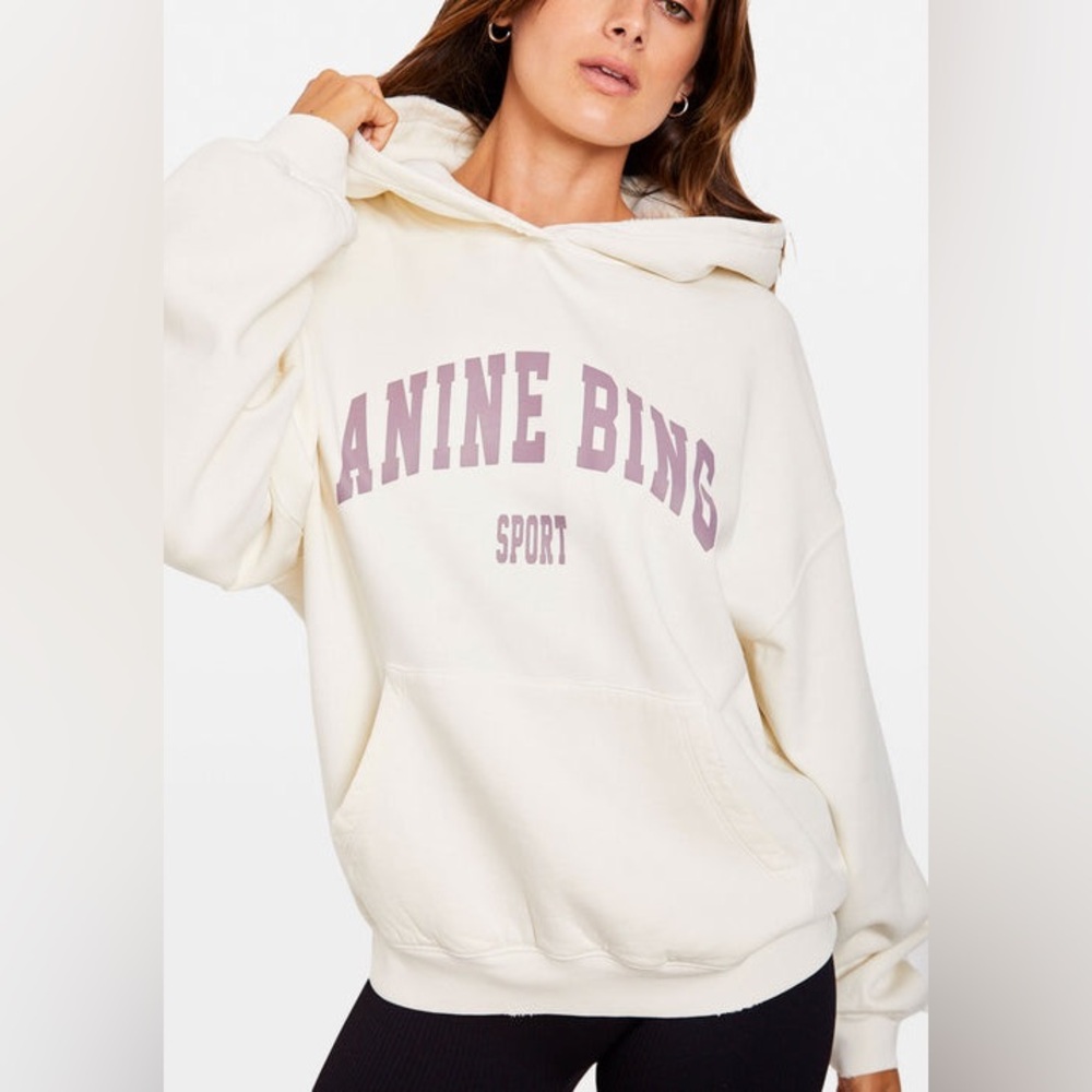 NWOT Authentic Anine Bing Harvey Sweatshirt Hoodie Violet / Off White Size XS